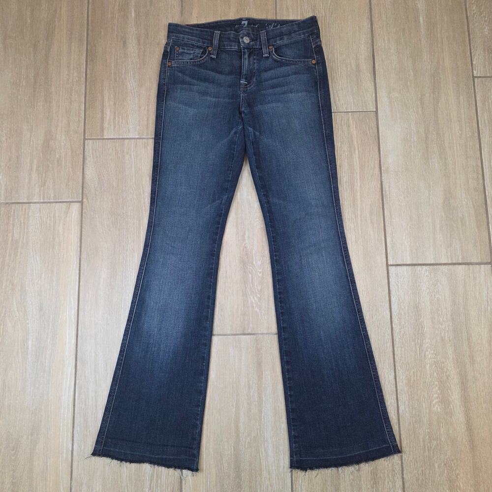 7 For All Mankind A Pocket Jeans Womens 25 Low Rise Flare Dark Wash Denim
